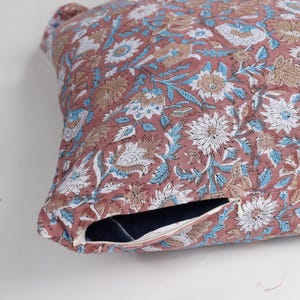 Indian Stunning Floral Block Print Pillow Cover, Handcrafted Pure cotton fabric– Perfect for Home Décor, Decorative Cushion Covers, Gift