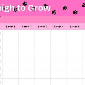 Kitten Weight Tracker Printable – Neonatal Kitten Daily Log for Fosters, Bottle Babies, and Rescue Care
