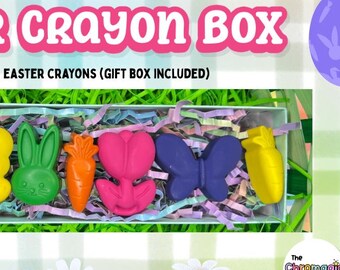 Easter Handmade Crayons in Gift Box | Non-Toxic Crayons for kids  | Non-Candy Easter Basket Filler| Gifts for Easter | Bunny crayons