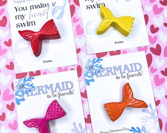 MERMAID TAIL | Valentine Crayons | Non-Candy Classroom Favors | Kids Valentine Party Favors | Ready to gift | Valentines bulk | Handmade
