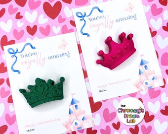 CROWN | Valentine Crayons | Non-Candy Classroom Favors | Kids Valentine Party Favors | Ready to gift | Valentines bulk | Handmade