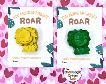 LION | Valentine Crayons | Non-Candy Classroom Favors | Kids Valentine Party Favors | Ready to gift | Valentines bulk | Handmade
