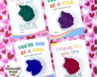 UNICORN | Valentine Crayons | Non-Candy Classroom Favors | Kids Valentine Party Favors | Ready to gift | Valentines bulk | Handmade
