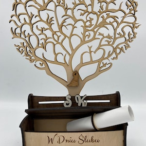 Souvenir de mariage avec cœur et arbre - Fichier de découpe laser | Souvenir de mariage SVG DXF - Boîte à vœux en contreplaqué de 3 mm