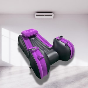 Automatic Inflatable Support Sofa with Pillow – One-Touch Air Pump, Adjustable Cushion and Restraints for Adult Relaxation (Purple Black)