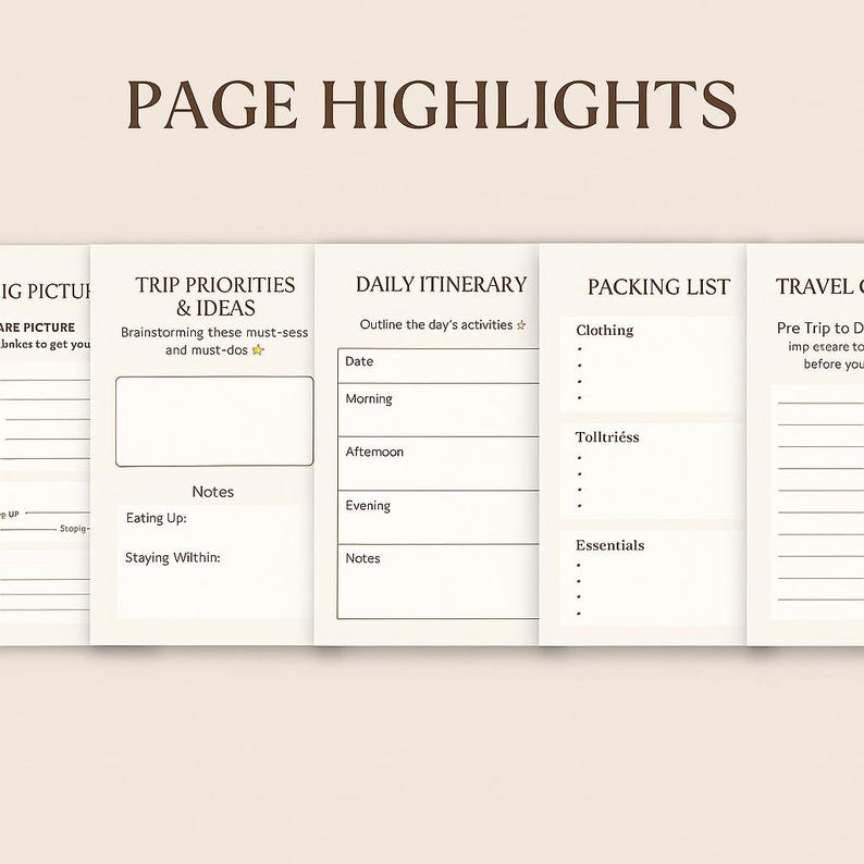 Travel Planner Printable Canva Template – Itinerary + Packing List ...