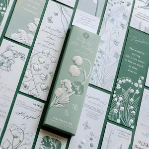 Maiglöckchen Lesezeichen 20er Set | Geprägte Blumen Lesezeichen | Vintage Ästhetische Lesezeichen Set, Geschenk für Buchliebhaber, Muttertagsgeschenk