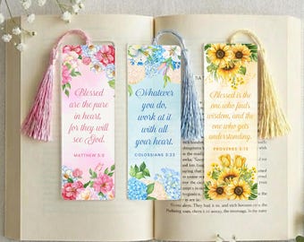 Marcapáginas con versículo bíblico – Regalo cristiano, acrílico de doble cara, regalo de fe para mujeres, marcapáginas con escrituras, regalo para amantes de los libros
