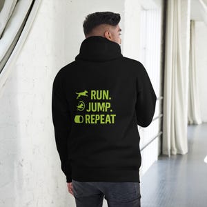 Run Jump Repeat Hoodie – Dog Agility Trainer Outfit Unisex Premium Hoodie
