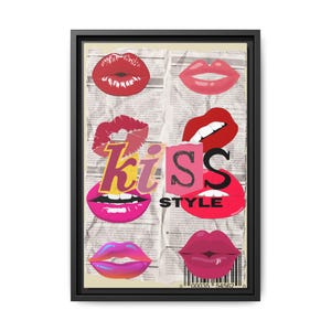 Framed Art Print - &#39;Kiss Style&#39; Decorative Wall Art, Bedroom Decor, Gift for Makeup Lovers, Fun Wall Art for Cosmetics Enthusiasts, [...]