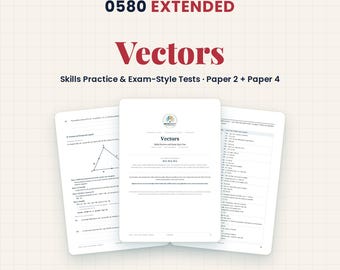 Könnte beinhalten: Ein Studienführer mit dem Titel CAMBRIDGE IGCSE MATHEMATICS 0580 EXTENDED Vectors Skills Practice & Exam-Style Tests Paper 2 + Paper 4. Das Dokument zeigt drei Seiten mit mathematischen Aufgaben, Dreiecksdiagrammen und Text.