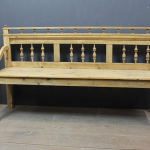 Antique Wilhelminian era pine wooden bench softwood brocante country house 185 cm