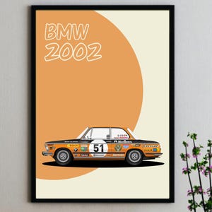 BMW 2002 Poster Minimalist Vector Car Art Digital Download Vintage Wall Print
