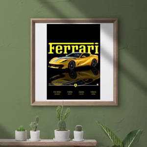 Ferrari Poster Set – 5 Printable Wall Art Downloads (F40, F50, Testarossa, 812 Competizione, 488 Pista) – Supercar Decor for Car Lovers