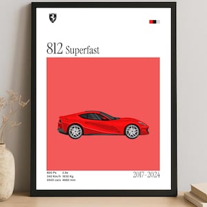 Ferrari 812 Superfast Poster Printable Car Wall Art Digital Download