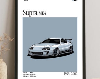 Toyota Supra MK4 JDM Auto Poster: Garage & Schlafzimmer Wandkunst (Digitaler Download)