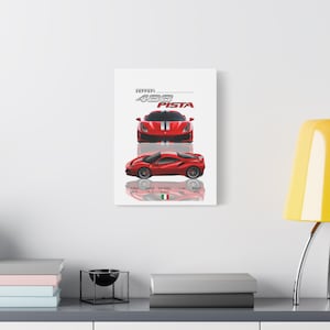 Ferrari 488 Pista Canvas Art, Sports Car Art, Wall Decor for Car Enthusiasts, Gift for Him, Racer Decor, Car Lover Gift
