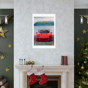 Ferrari F40 Matte Vertical Posters, Car Enthusiast Wall Art, Sports Car Home Decor, Ideal for Man Cave, Auto Show Gift, Vintage Racing Decor