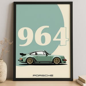 Porsche 964 Poster Minimalistische Vektorgrafik Auto Druck Digital Nedladdning Wand Dekor Geschenk bild 3