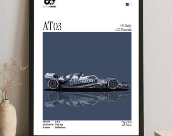 AlphaTauri AT03 Poster – 2022 Formel1 Auto, Digitaler Download, Motorsport Kunst