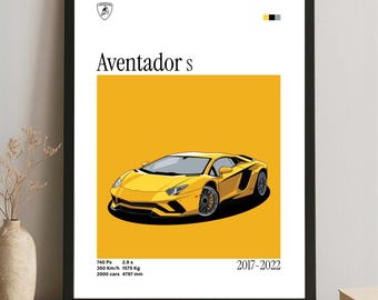 Lamborghini Aventador S Poster - V12 Supercar Wandkunst, Luxus digitaler Download