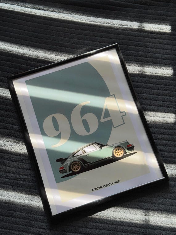 Porsche 964 Poster Minimalistische Vektorgrafik Auto Druck Digital Download Wand Dekor Geschenk