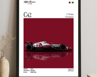 Alfa Romeo C42 Poster – 2022 Formel-1-Auto, Digitaler Download, Motorsportkunst