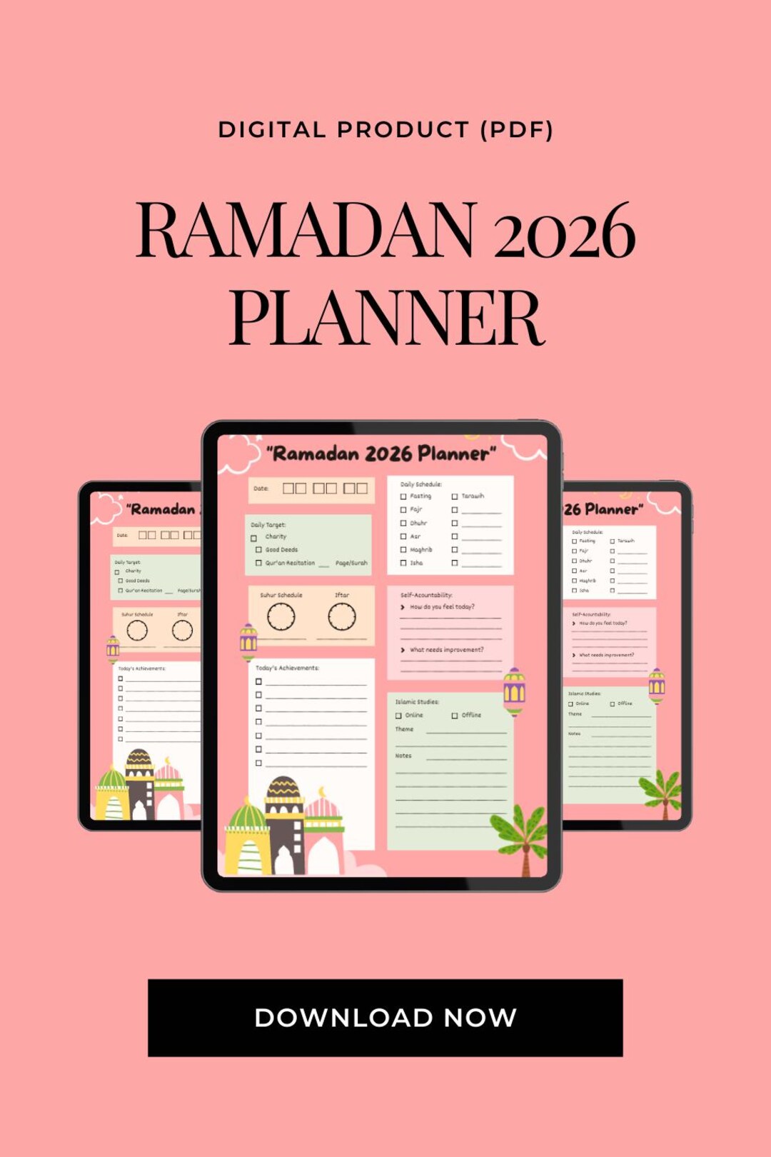Ramadan 2026 Planner Printable | Islamic Iftar Suhoor Tracker | Digital ...