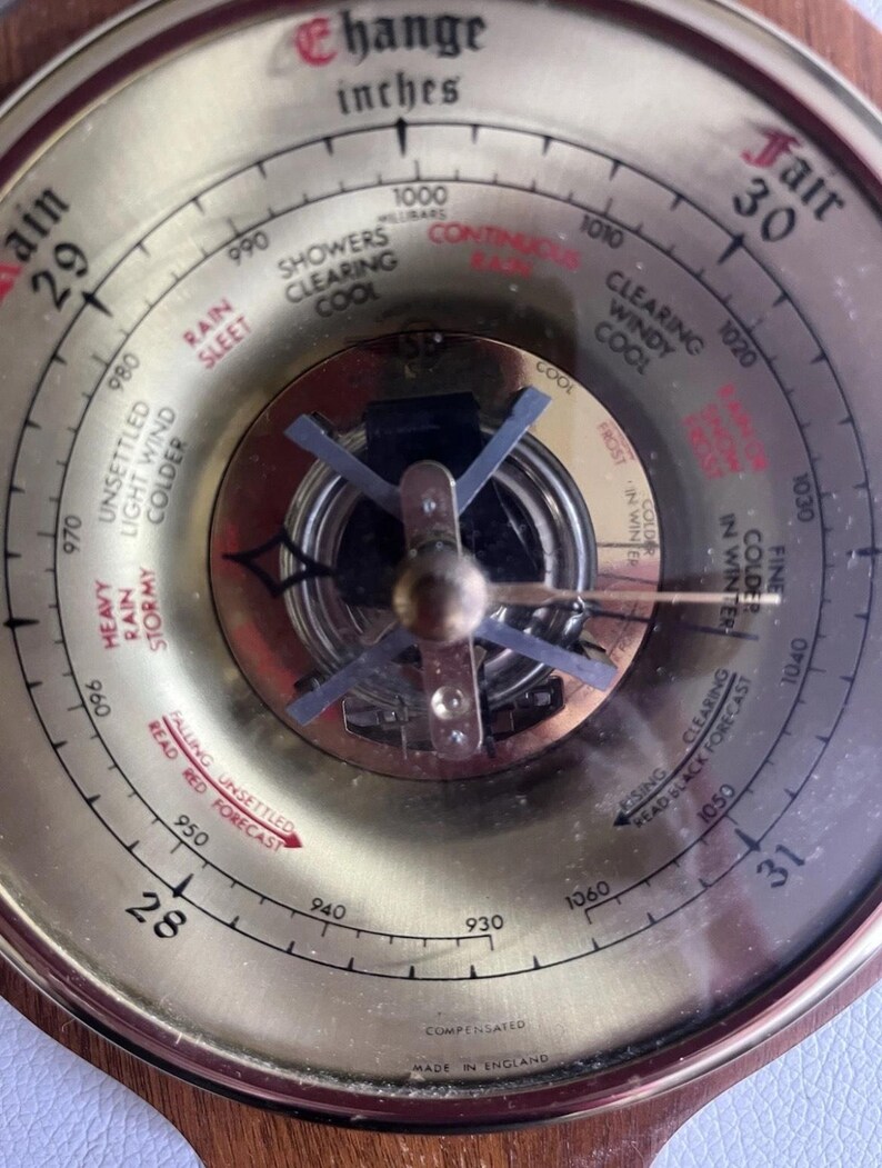 Number Barometer Vintage English Barometer by SB - Etsy