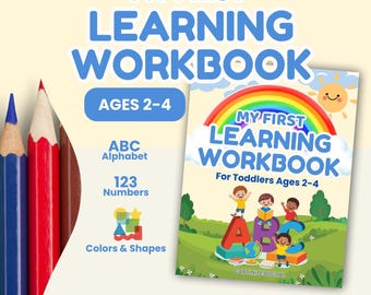 Toddler Learning Workbook Ages 2-4 | Printable Preschool Worksheets | Alphabet Numbers Colors | Early Learning PDF