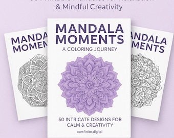 Mandala Coloring Pages Printable | 50 Intricate Designs for Adults | Mindfulness Coloring Book PDF | Stress Relief Art | Digital Download