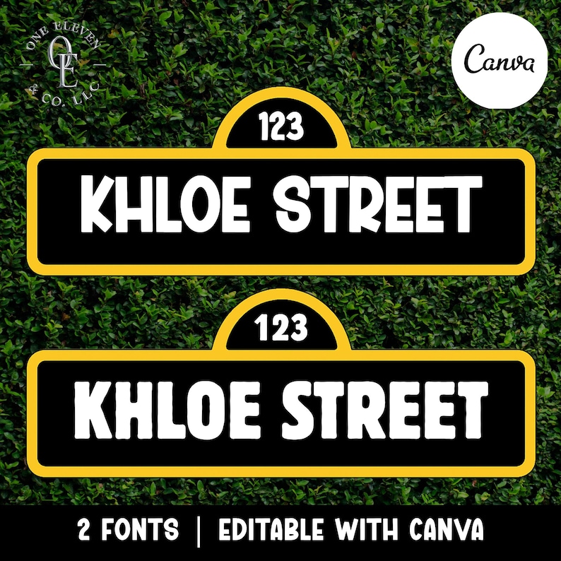 Editable Street Sign Canva Template • Custom Name Sign • Kids Party ...