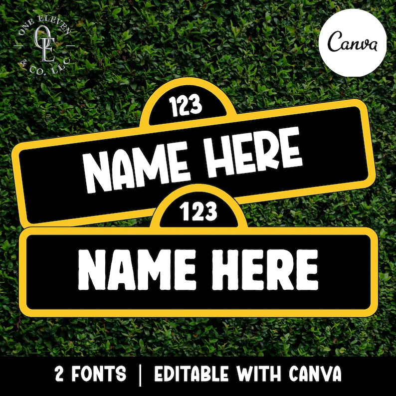 Editable Street Sign Canva Template • Custom Name Sign • Kids Party ...