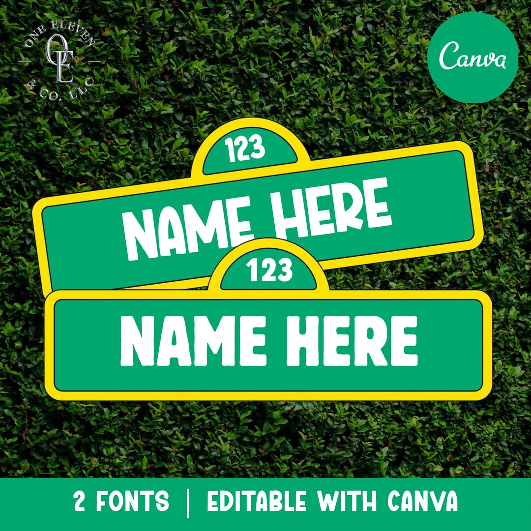 Editable Street Sign Canva Template • Custom Name Sign • Kids Party ...