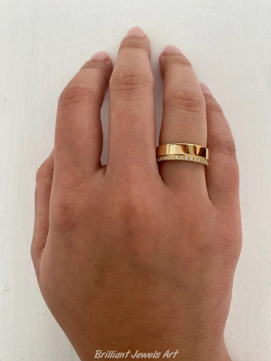 14K Gold Lab Grown Diamond Pave Wedding Band, 5MM Wide Eternity Ring - Etsy