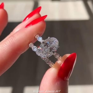 3.0ct Oval Moissanite Bridal Ring Set, 14k Gold Wedding Band