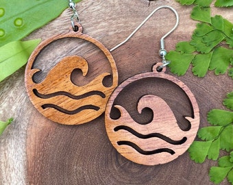 Laser cut Hawaiian Koa earrings (P97)