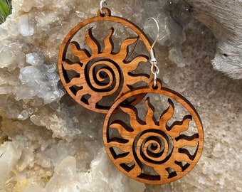 Laser cut Hawaiian Koa earrings (P34)