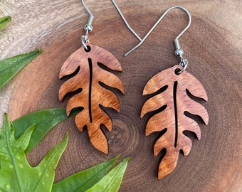 Laser cut Hawaiian Koa earrings (P26)