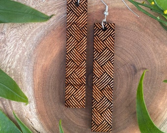 Laser cut Hawaiian Koa earrings (E28)