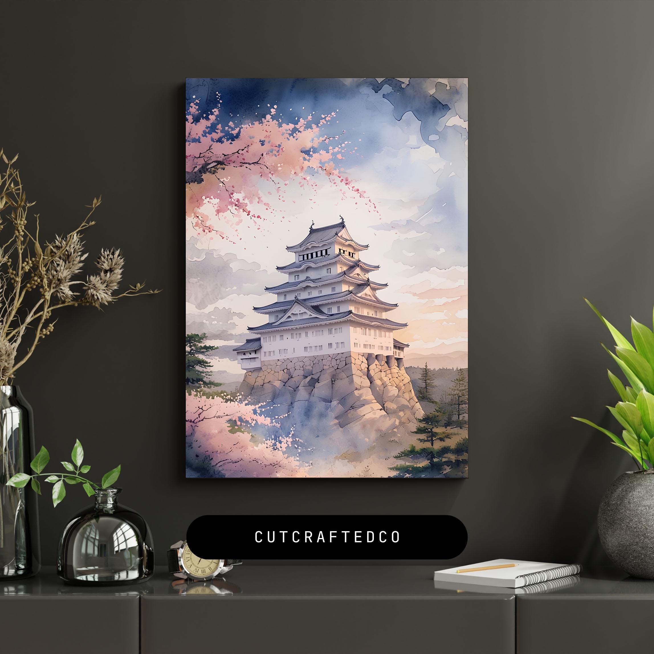 姫路城の水彩画 - 日本の桜アート（即時ダウンロード） - Etsy 日本