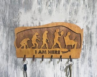 Evolution Key Holder – Personalized Geeky Plywood Wall Organizer