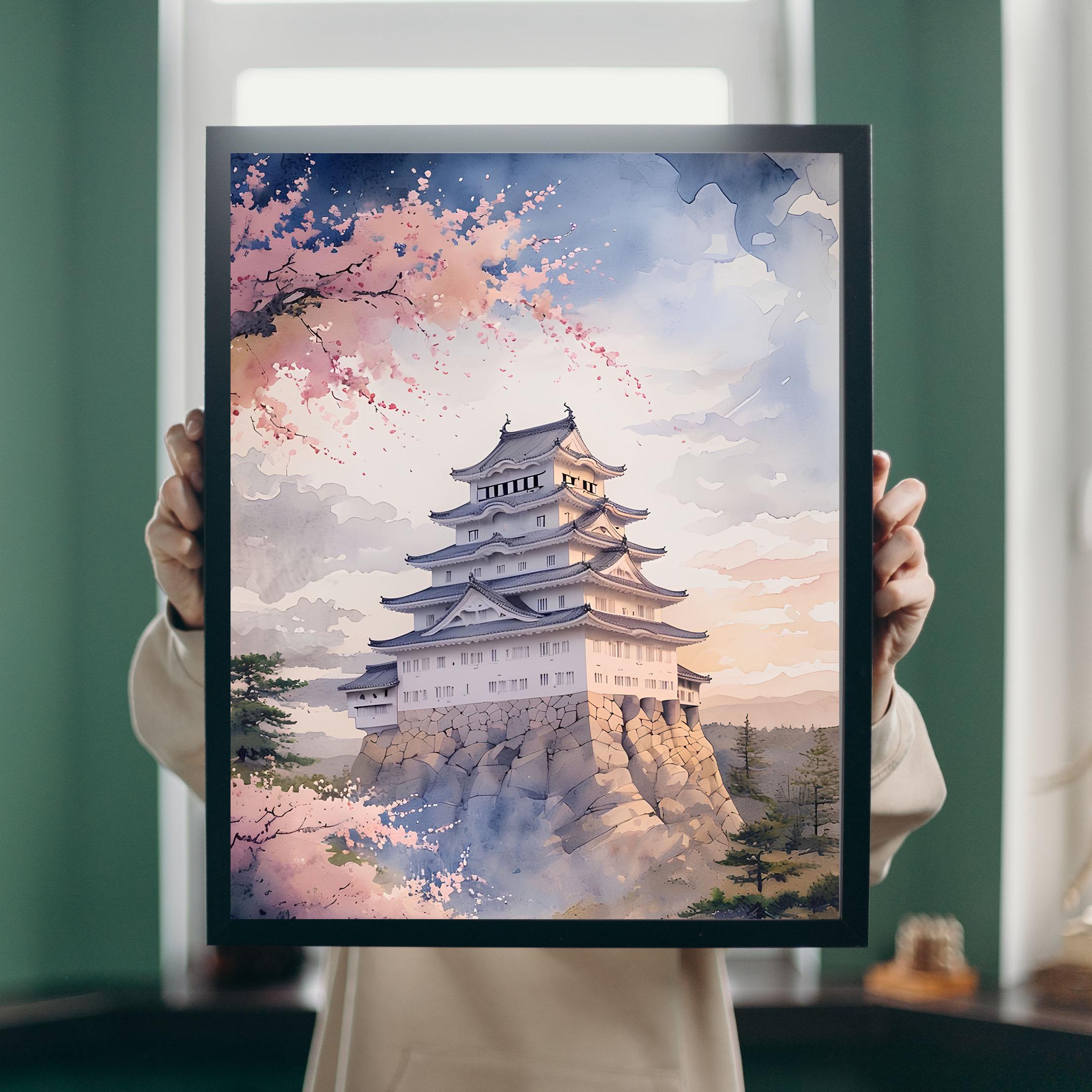 姫路城の水彩画 - 日本の桜アート（即時ダウンロード） - Etsy 日本