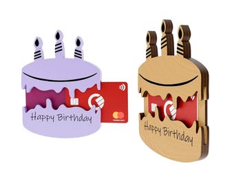 Laser Cut Birthday Cake Gift Card Holder SVG | 3mm Wood (pdf, svg, eps)