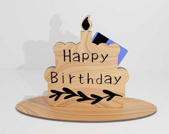 Laser Cut Birthday Cake Gift Card Holder SVG - Glowforge File