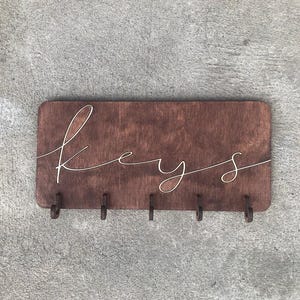 Key holder for Wall — Minimalist Wood Key Rack, Laser Cut Wall Organizer, Rustic Entryway Hooks, Contemporary Home Gift