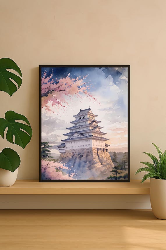 姫路城の水彩画 - 日本の桜アート（即時ダウンロード） - Etsy 日本