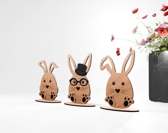 Laser Cut Easter Bunny Decor | Standing Rabbit SVG Template (PDF, EPS)