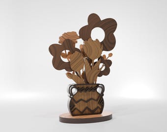 Meerlaagse vaas bloemen SVG | Verjaardag tafeldecor lasergesneden bestand | Glowforge bloemenvaas | Digitale download svg pdf eps