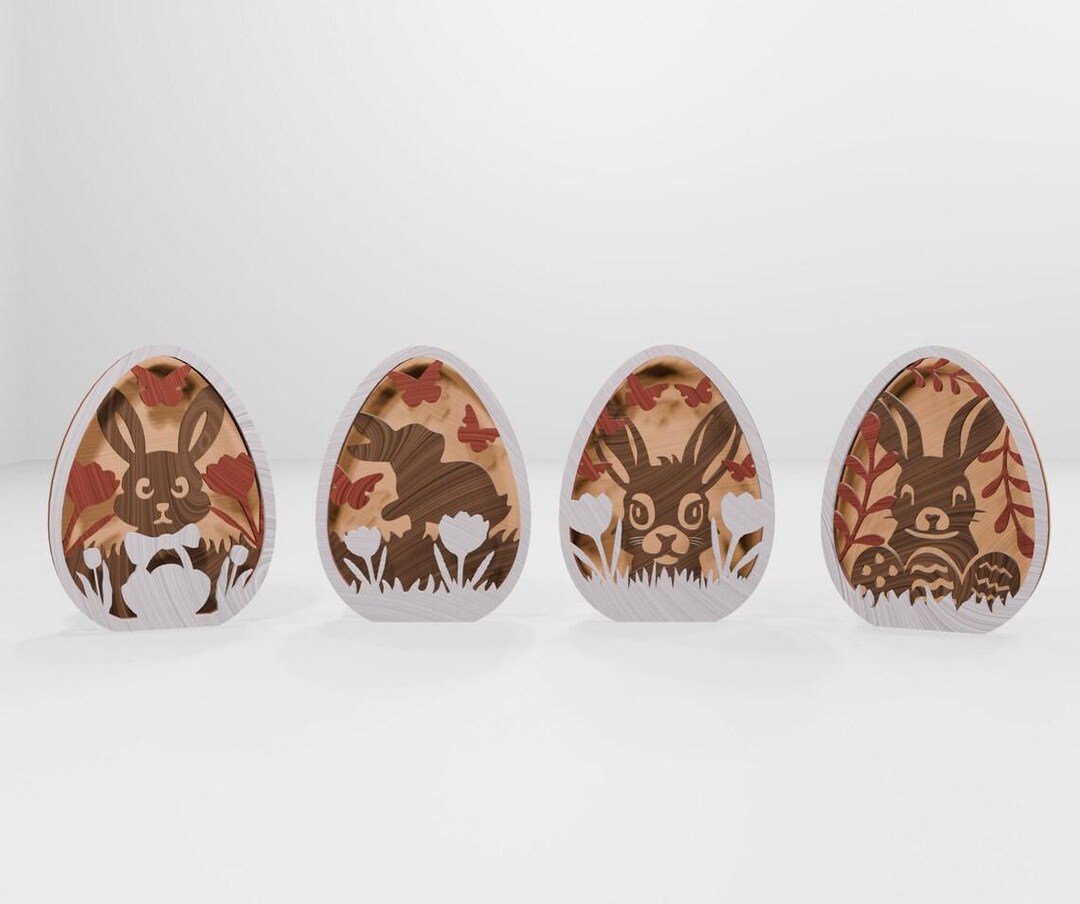 Layered Easter Egg SVG Bundle | 3D Bunny Scene Laser Cut Files - Etsy